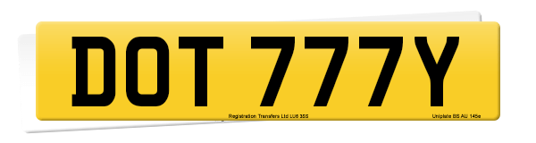 Registration number DOT 777Y
